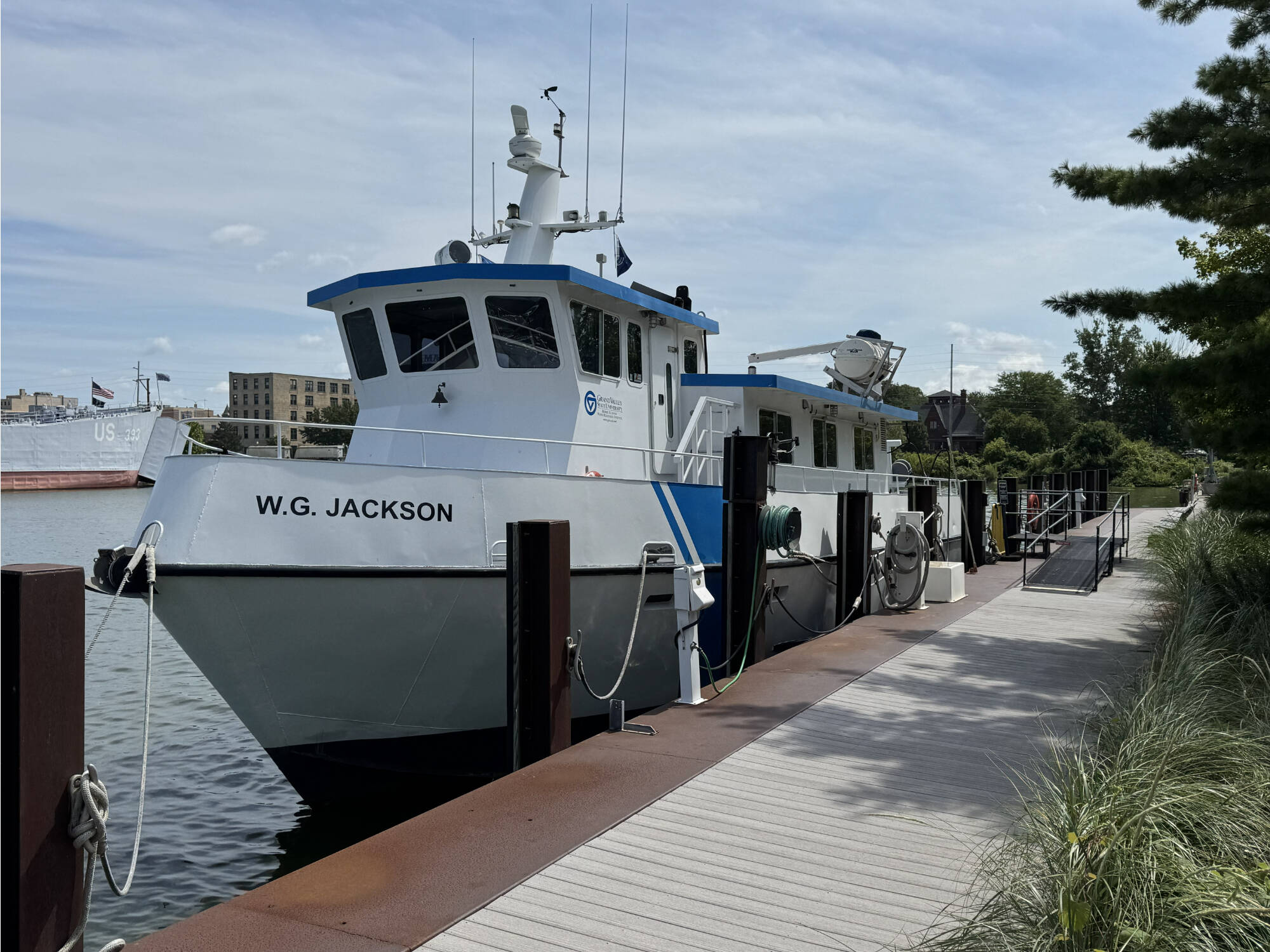 AWRI research vessel W.G. Jackson at dock.